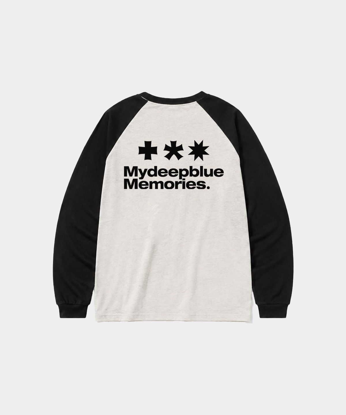 마이딥블루메모리즈(MY DEEP BLUE MEMORIES) Mm Symbol Logo Raglan Tee (WHITE/BLACK)