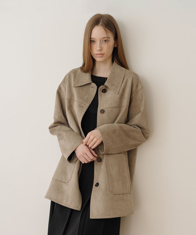 Elan Suede Half Coat - Sand