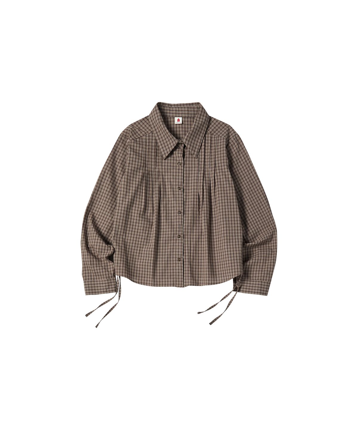 꼬모니노즈(COMONINOZ) W PINTUCK STRING SHIRTS [BROWN]