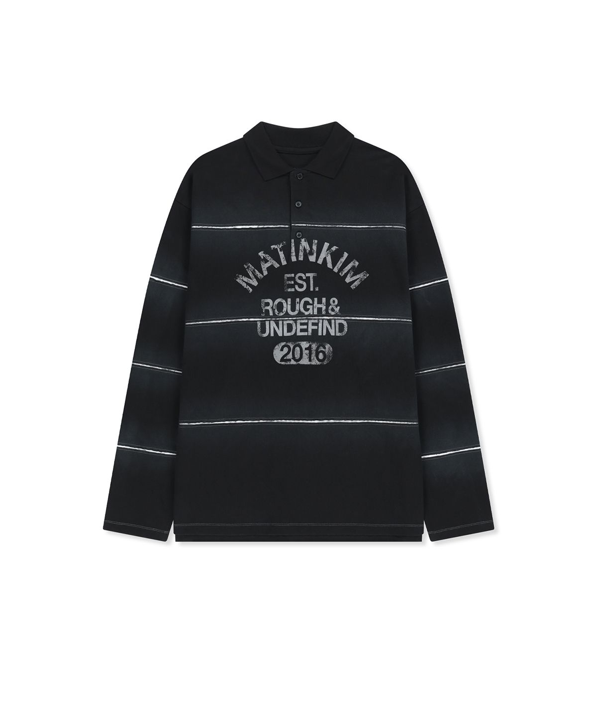 마뗑킴(MATIN KIM) REVEAL STRIPE LOGO COLLAR TOP FOR MEN IN BLACK