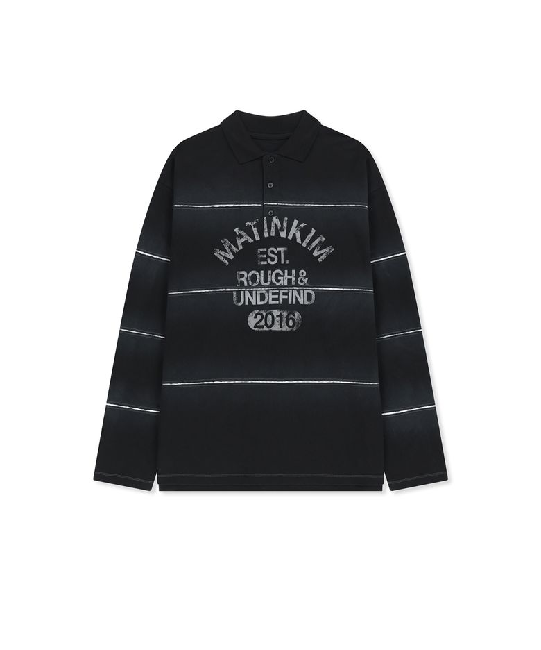 REVEAL STRIPE LOGO COLLAR TOP FOR MEN IN BLACK