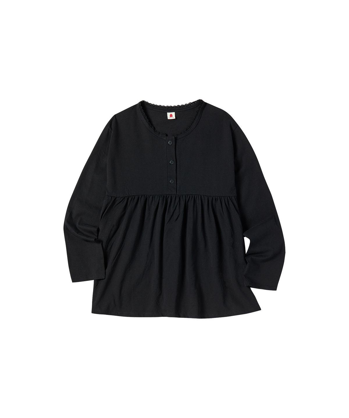 꼬모니노즈(COMONINOZ) HENRY NECCK FRILL T-SHIRT [BLACK]