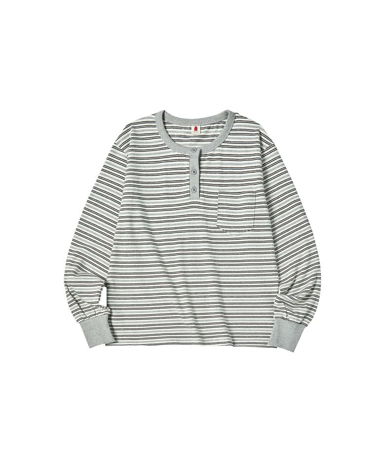 W MELLOW STRIPE T-SHIRT [GRAY]