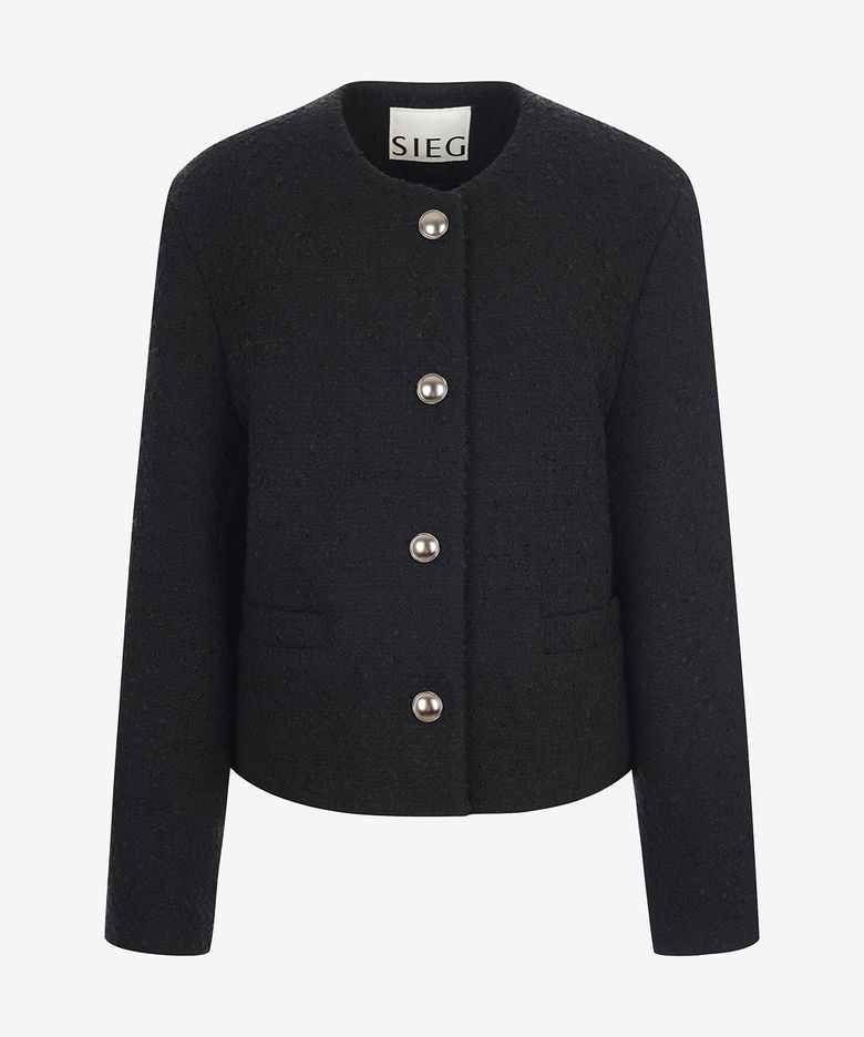 [Women] Fancy Tweed Round Neck Crop Jacket (PPMAH6407)