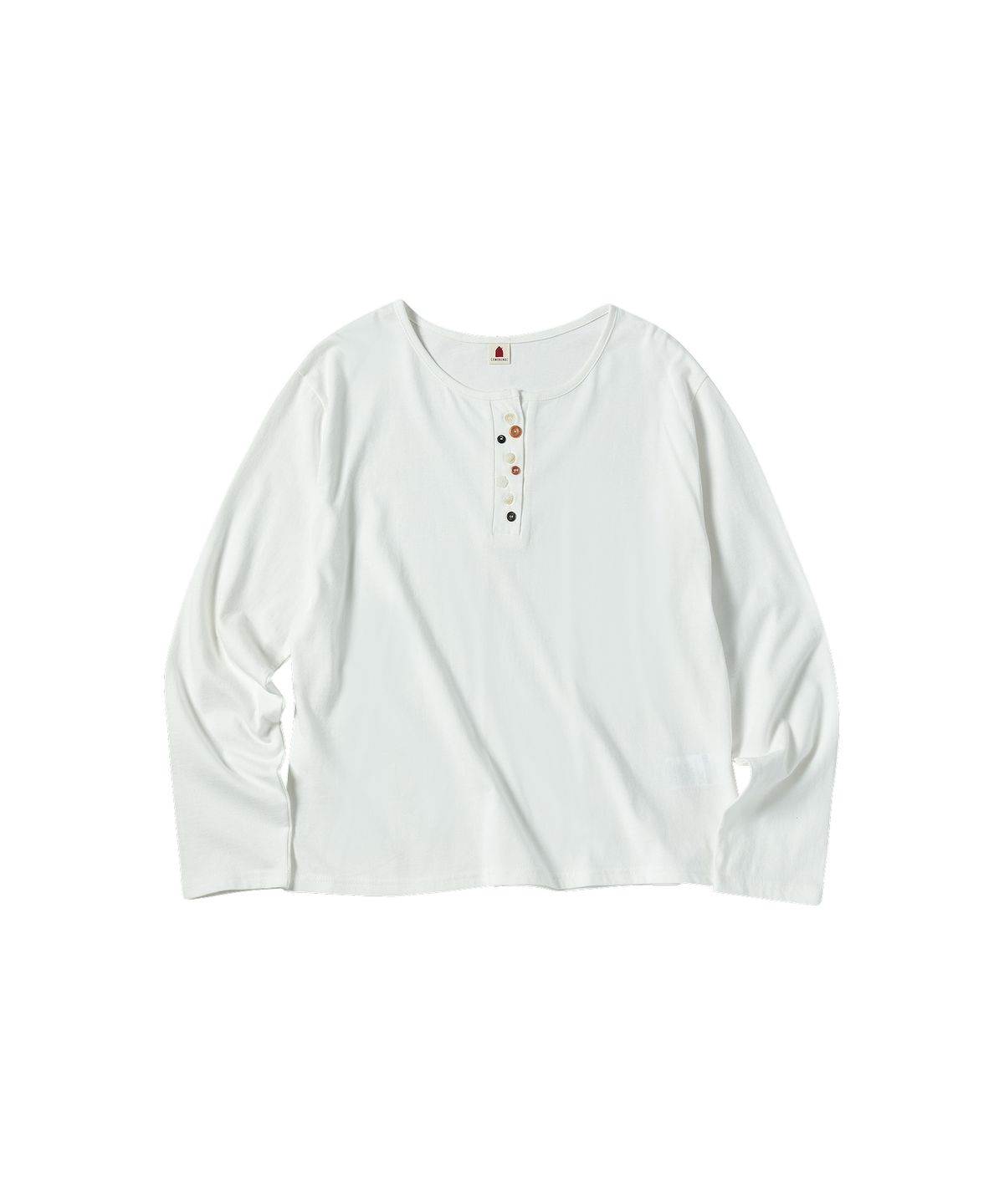 꼬모니노즈(COMONINOZ) W BUTTON POINT T-SHIRT [IVORY]