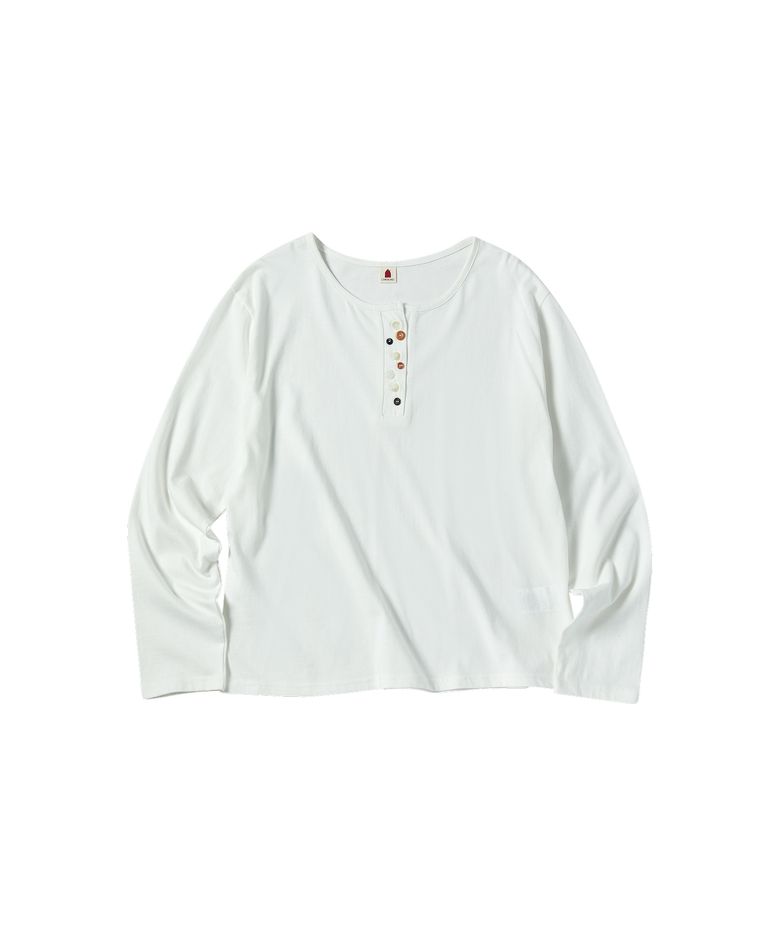 W BUTTON POINT T-SHIRT [IVORY]
