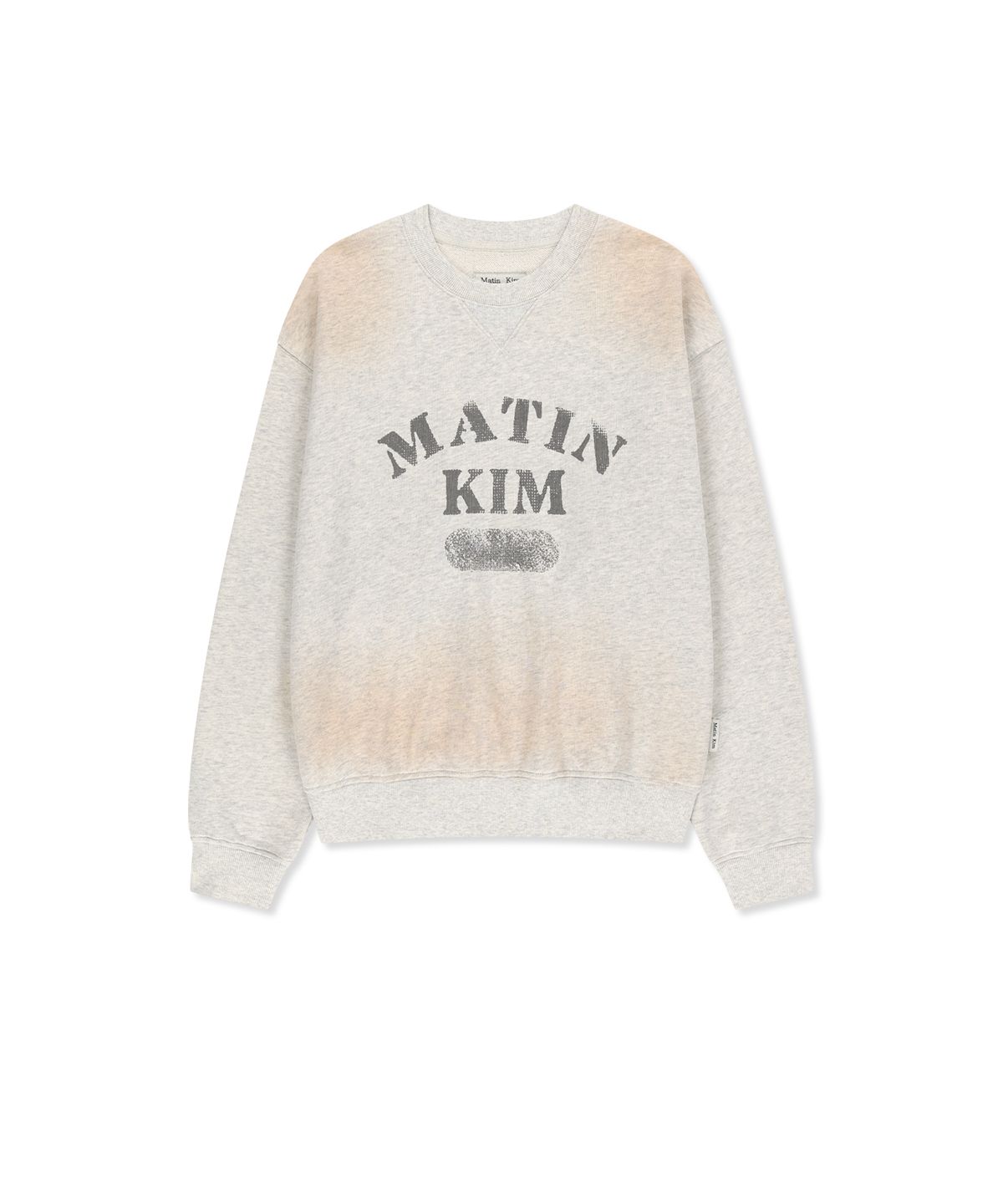 마뗑킴(MATIN KIM) VINTAGE SPRAY LOGO SWEATSHIRT IN LIGHT BEIGE