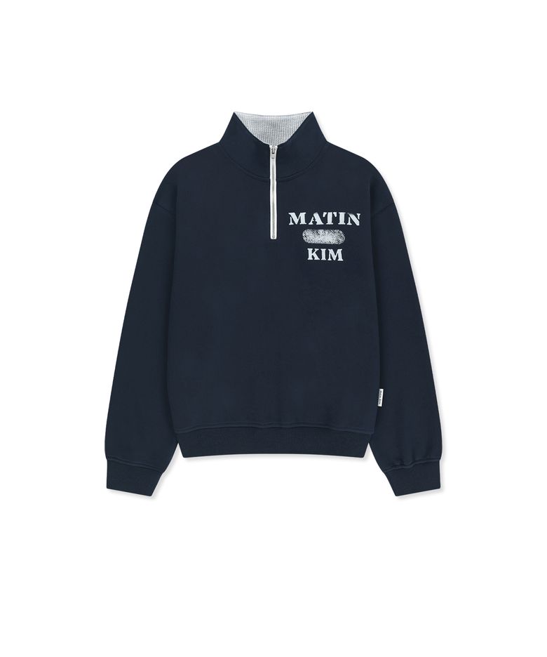MATIN LOGO QUARTER ZIP UP IN NAVY