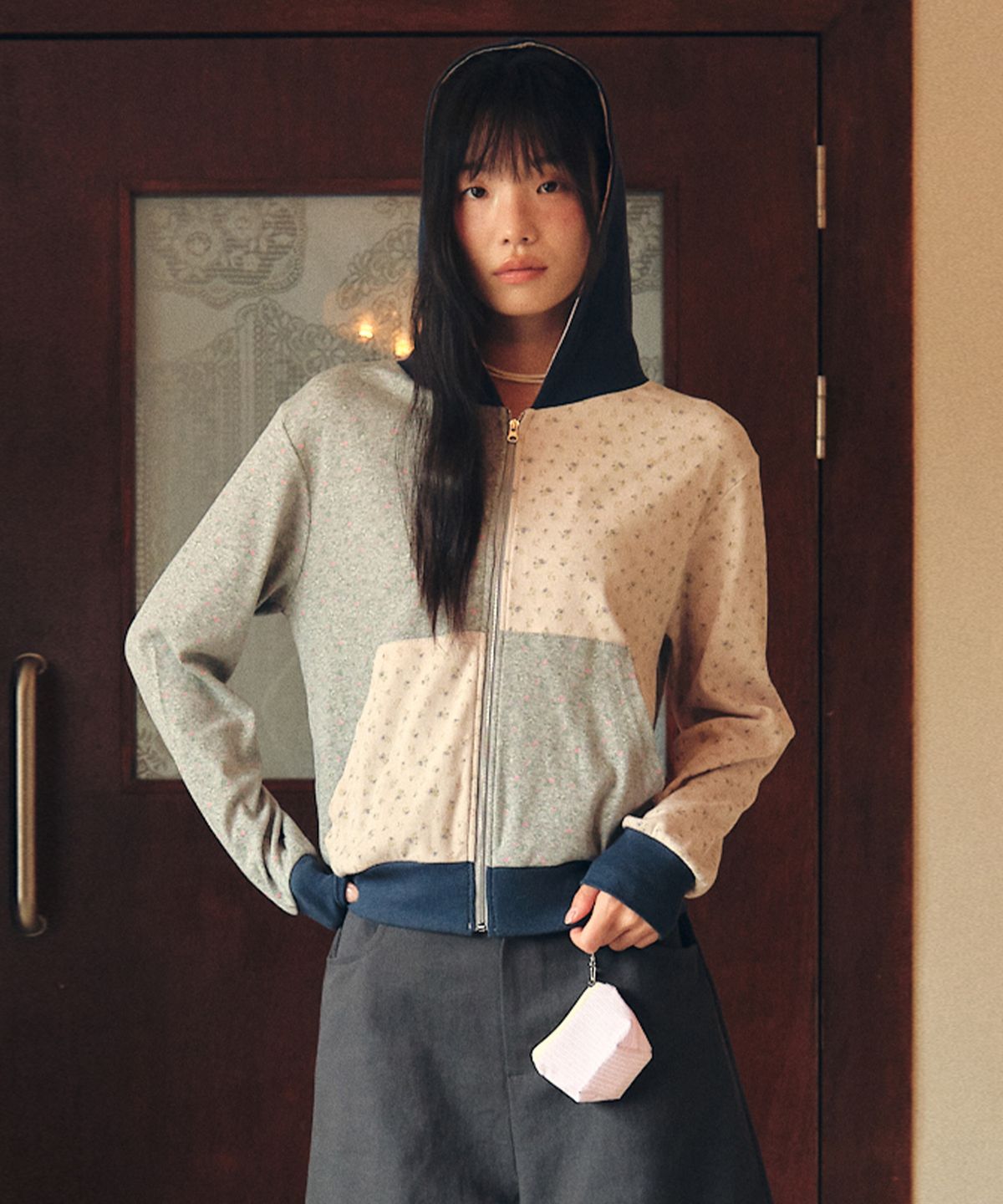 꼬모니노즈(COMONINOZ) W LITTLE FLOWER JUMPER [PINK]