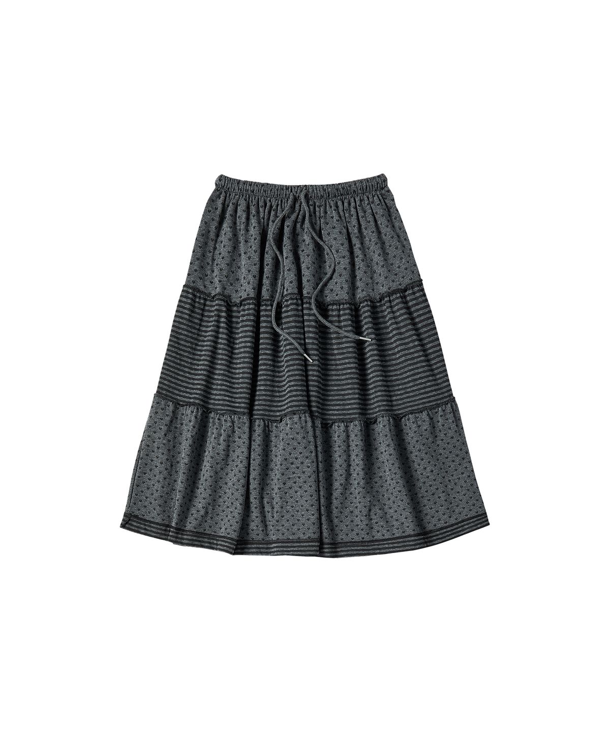 꼬모니노즈(COMONINOZ) W DOT STRIPE SKIRT [DEEP GRAY]