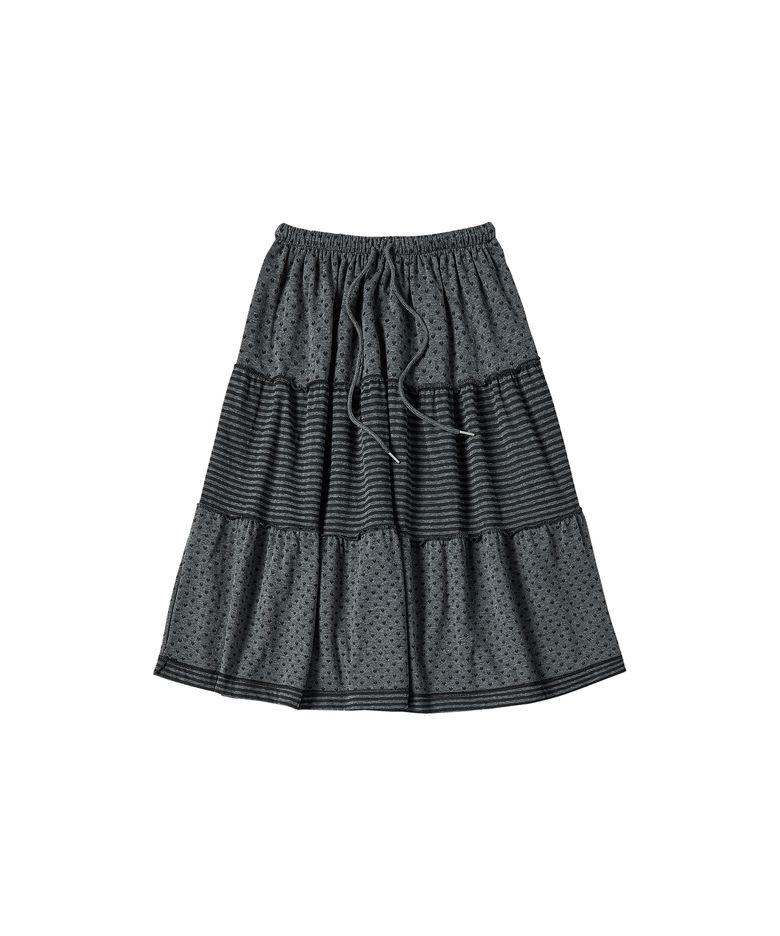 W DOT STRIPE SKIRT [DEEP GRAY]
