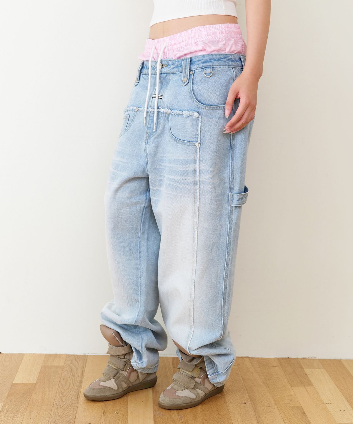 더바이닐하우스(THEVINYLHOUSE) TRUNK LAYERED LOOSE PANTS LIGHT BLUE
