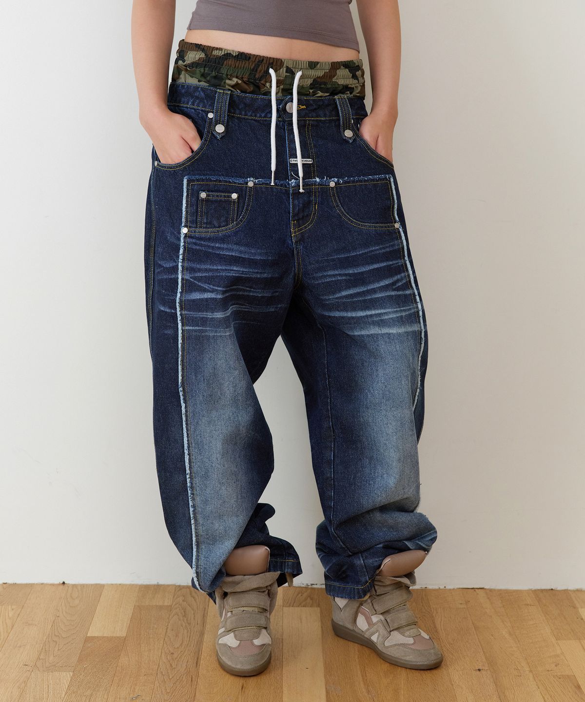 더바이닐하우스(THEVINYLHOUSE) TRUNK LAYERED LOOSE PANTS BLUE