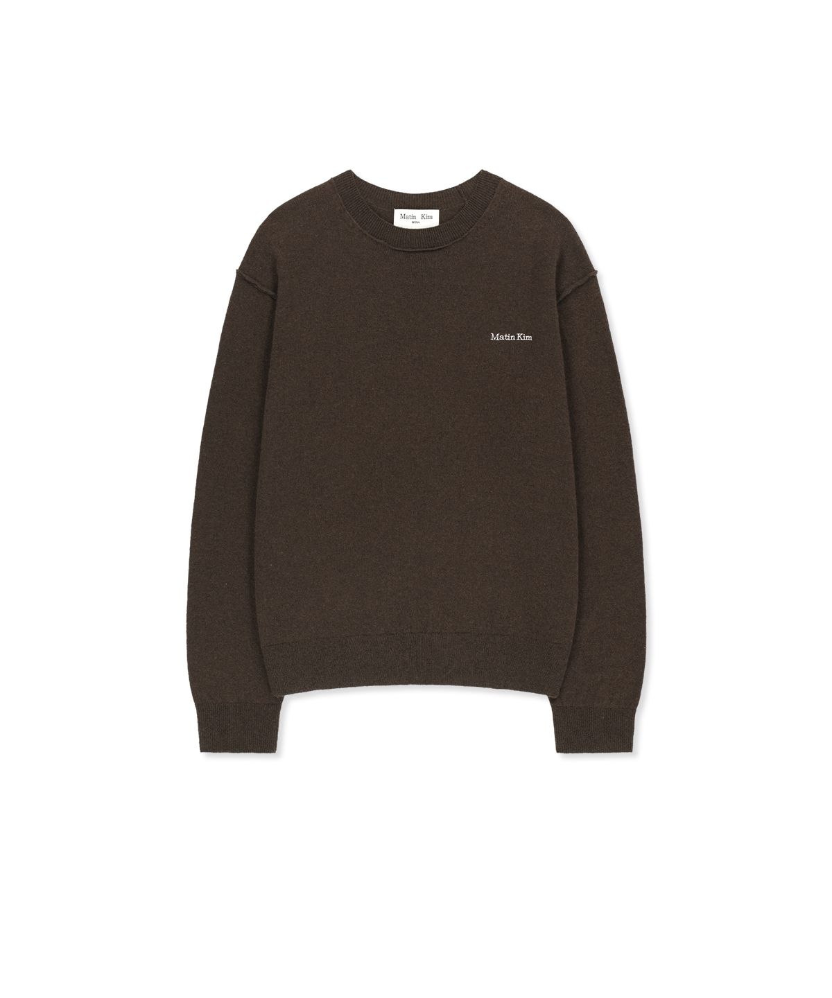 마뗑킴(MATIN KIM) CASHMERE BLENDED PANEL KNIT PULLOVER IN BROWN