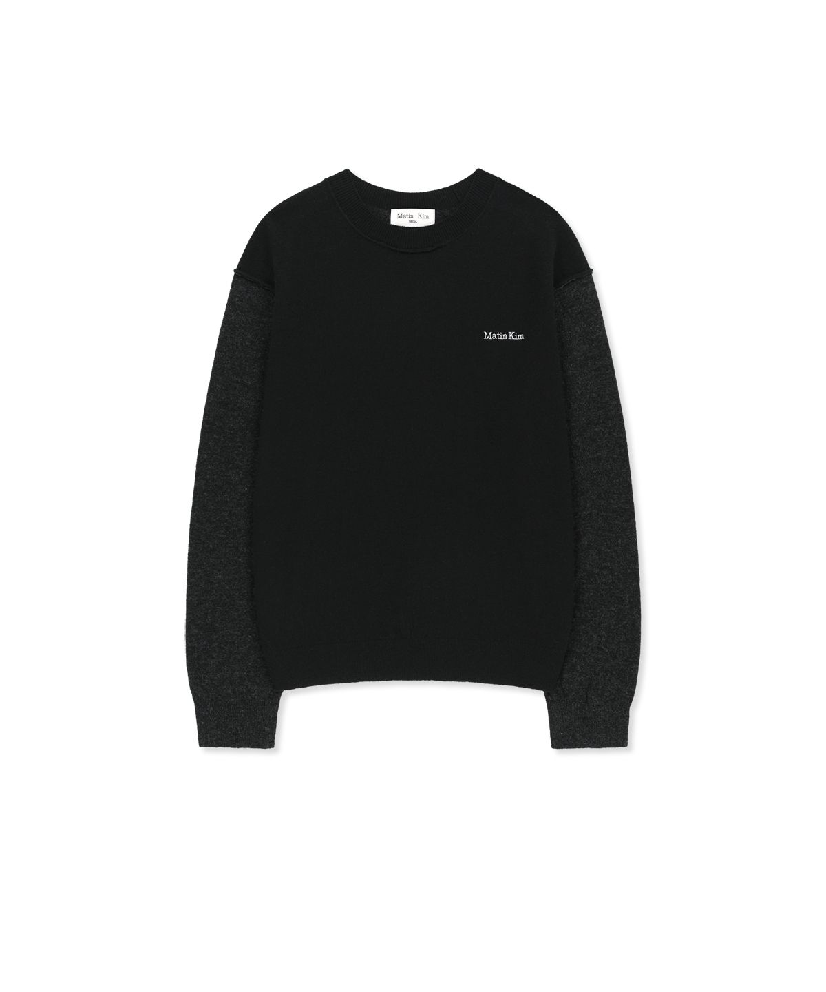 마뗑킴(MATIN KIM) CASHMERE BLENDED PANEL KNIT PULLOVER IN BLACK