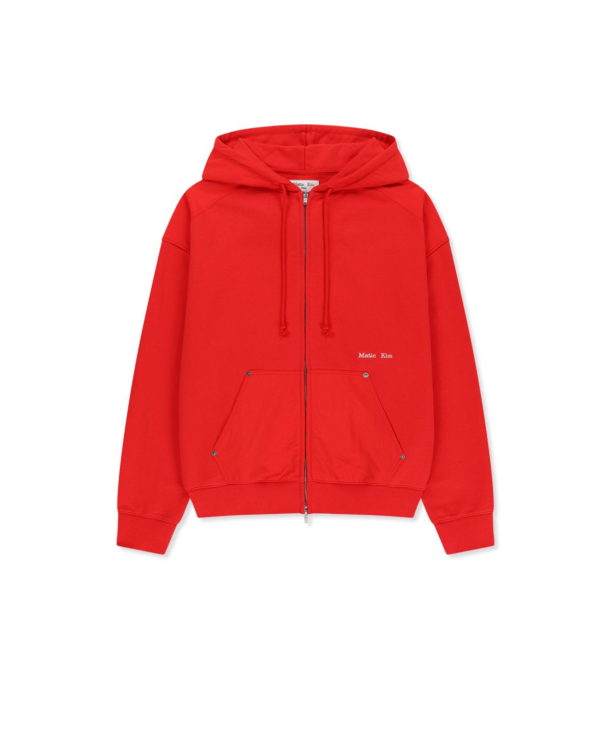 마뗑킴(MATIN KIM) COLOR BLOCK HOODY ZIP UP IN RED