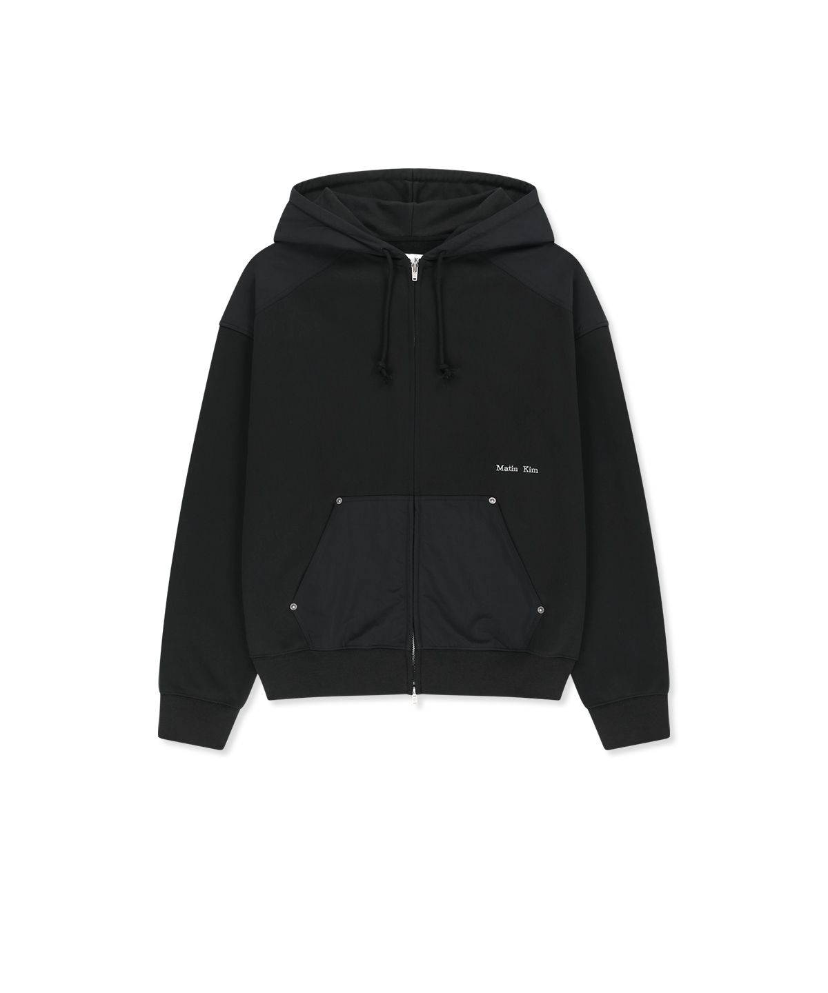 마뗑킴(MATIN KIM) COLOR BLOCK HOODY ZIP UP IN CHARCOAL