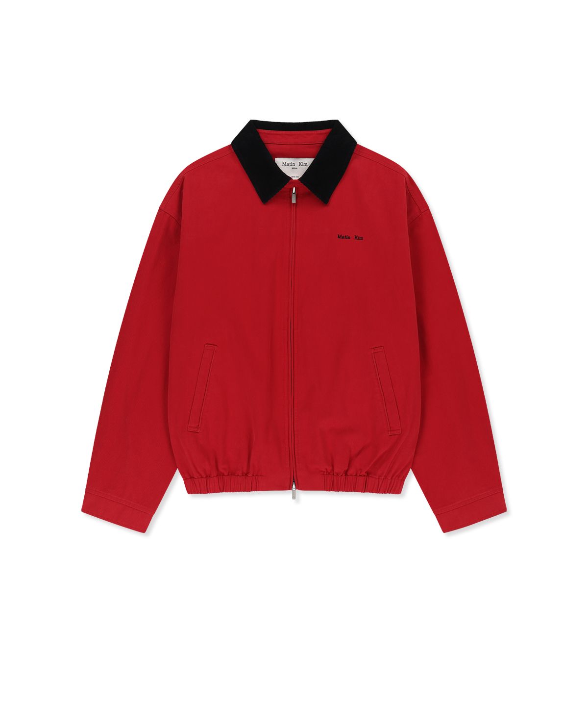 마뗑킴(MATIN KIM) CORDUROY CONTRAST TRIM BLOUSON JUMPER IN RED