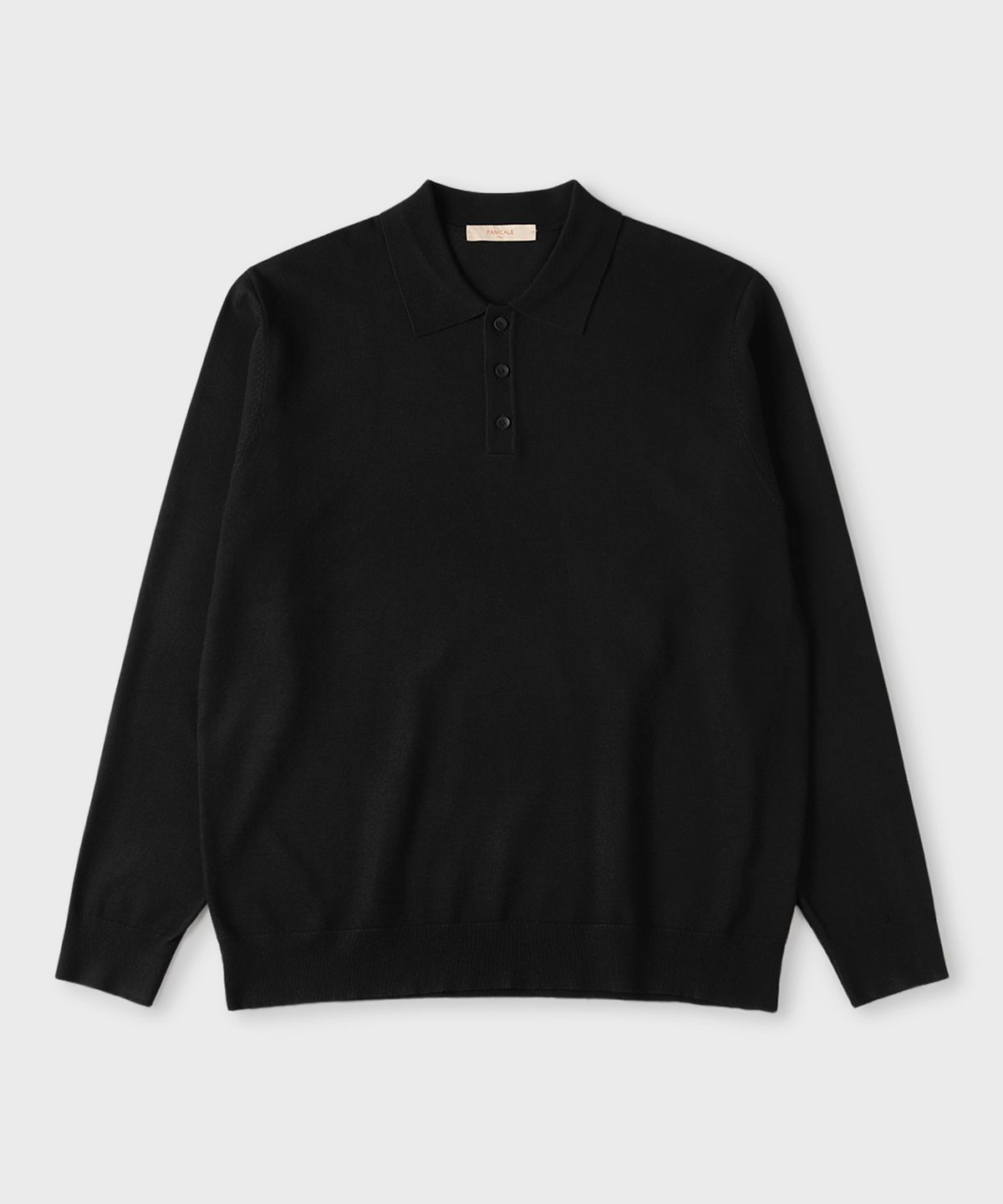 빠니깔레(PANICALE) 블랙 비스코스 혼방 폴로 니트