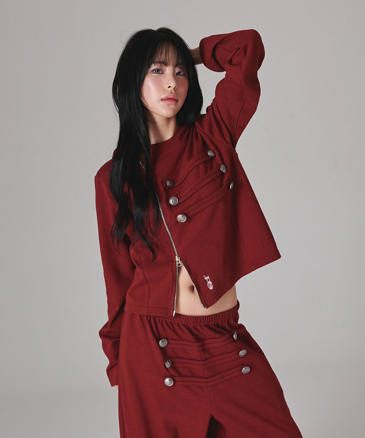 이스케이프프롬(ESCAPEFROM) 나폴레옹 디테일 사이드 지퍼 후드집업 버건디