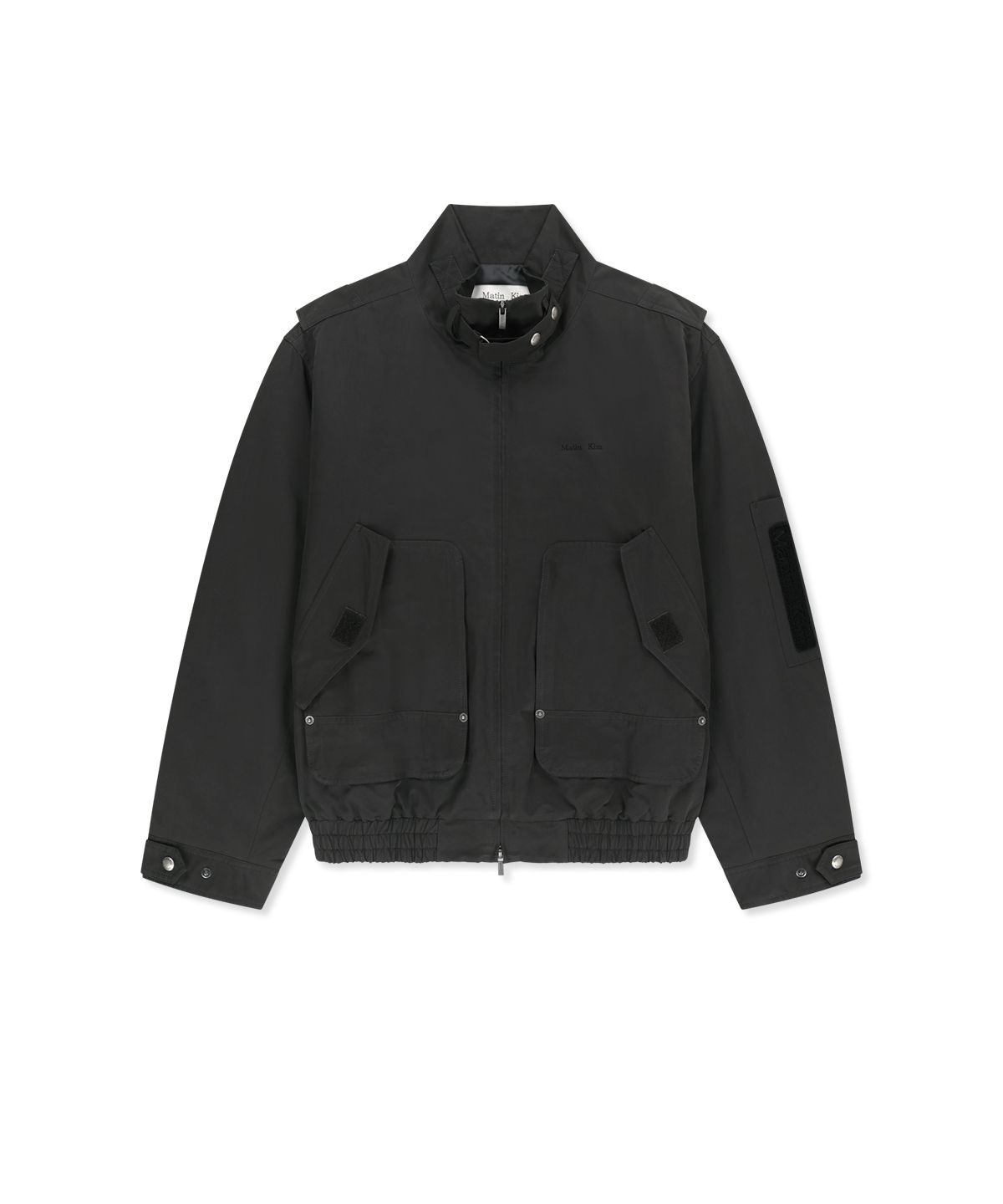 마뗑킴(MATIN KIM) BUCKLE HIGH NECK UTILITY JUMPER IN CHARCOAL
