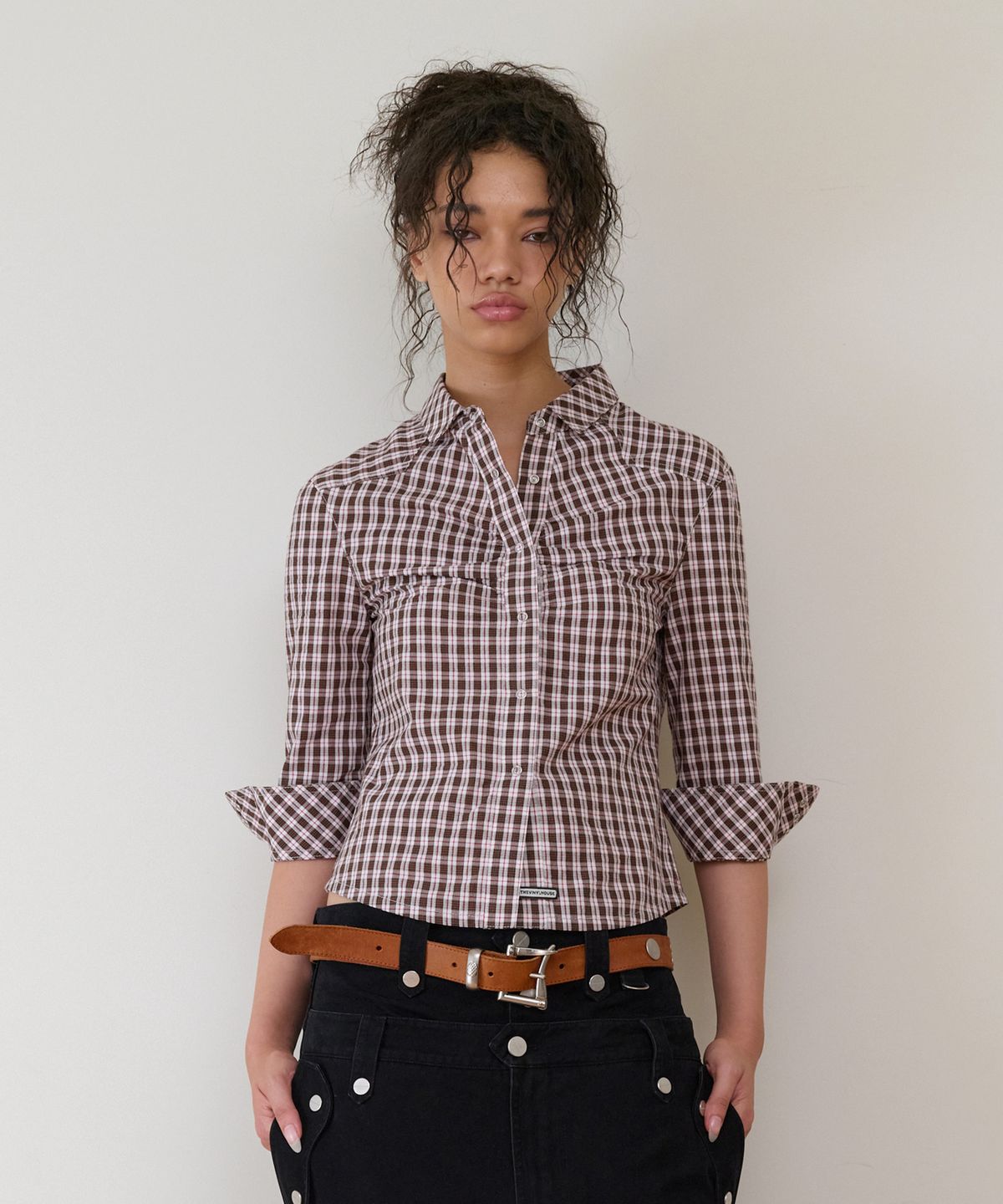 더바이닐하우스(THEVINYLHOUSE) THREE-QUARTER SLEEVE SHIRTS (W) BROWN