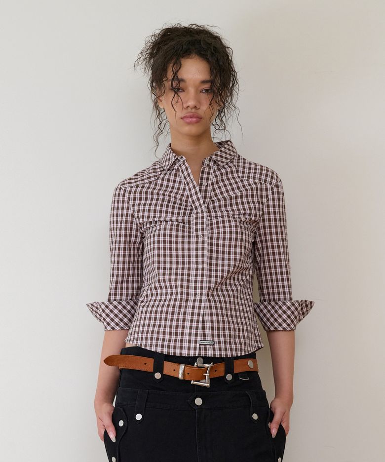 THREE-QUARTER SLEEVE SHIRTS (W) BROWN