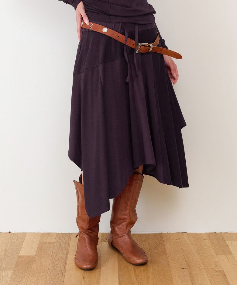 TWISTED DRAPE SKIRT(W) PURPLE