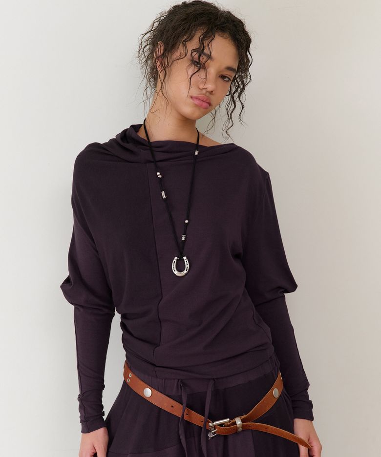 TWISTED DRAPE TOP(W) PURPLE