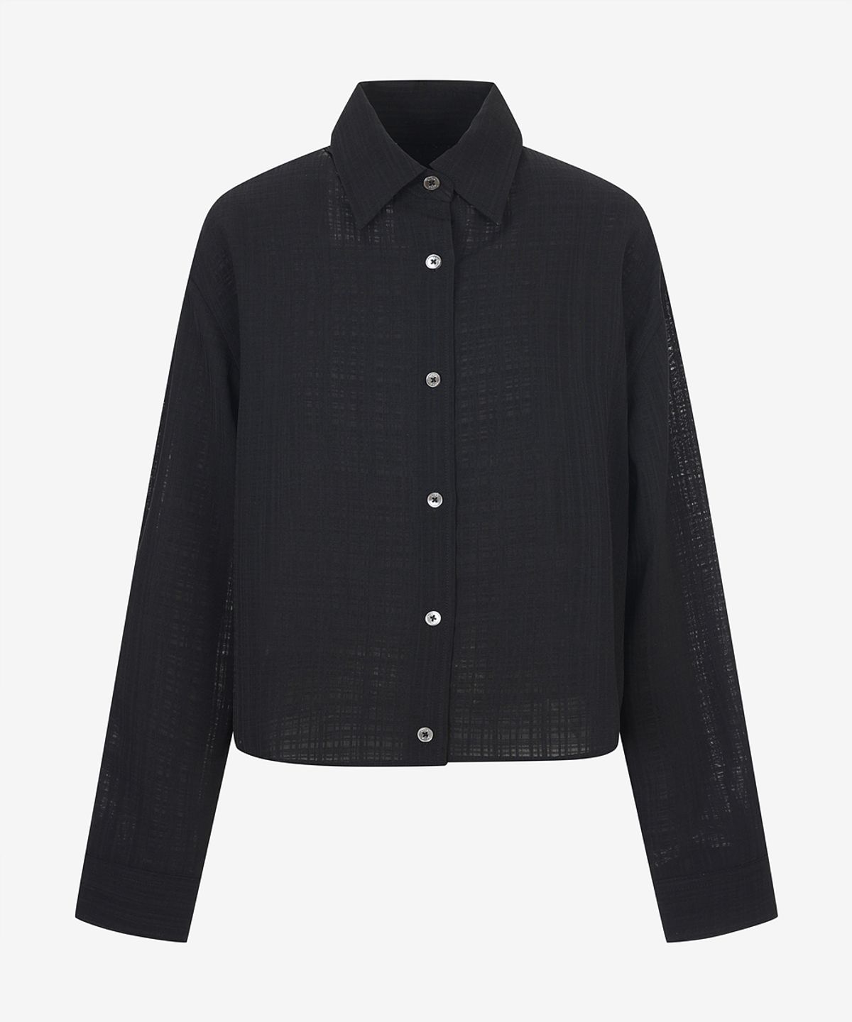 지이크 서촌 하우스(SIEG SEOCHON HAUS) [Women] Seer check pattern long sleeve crop shirt (PMBAB5411)