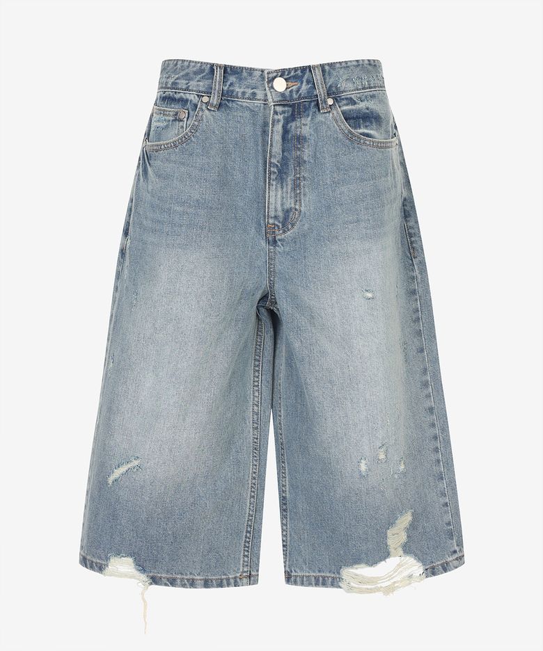 [Women] Destroyed light blue denim shorts (PMFAD4414)
