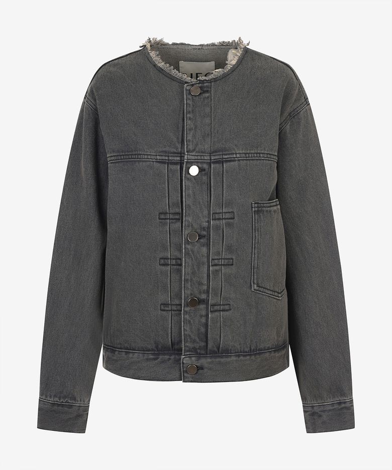 [Women] Collarless denim jacket (PMMAD6410)
