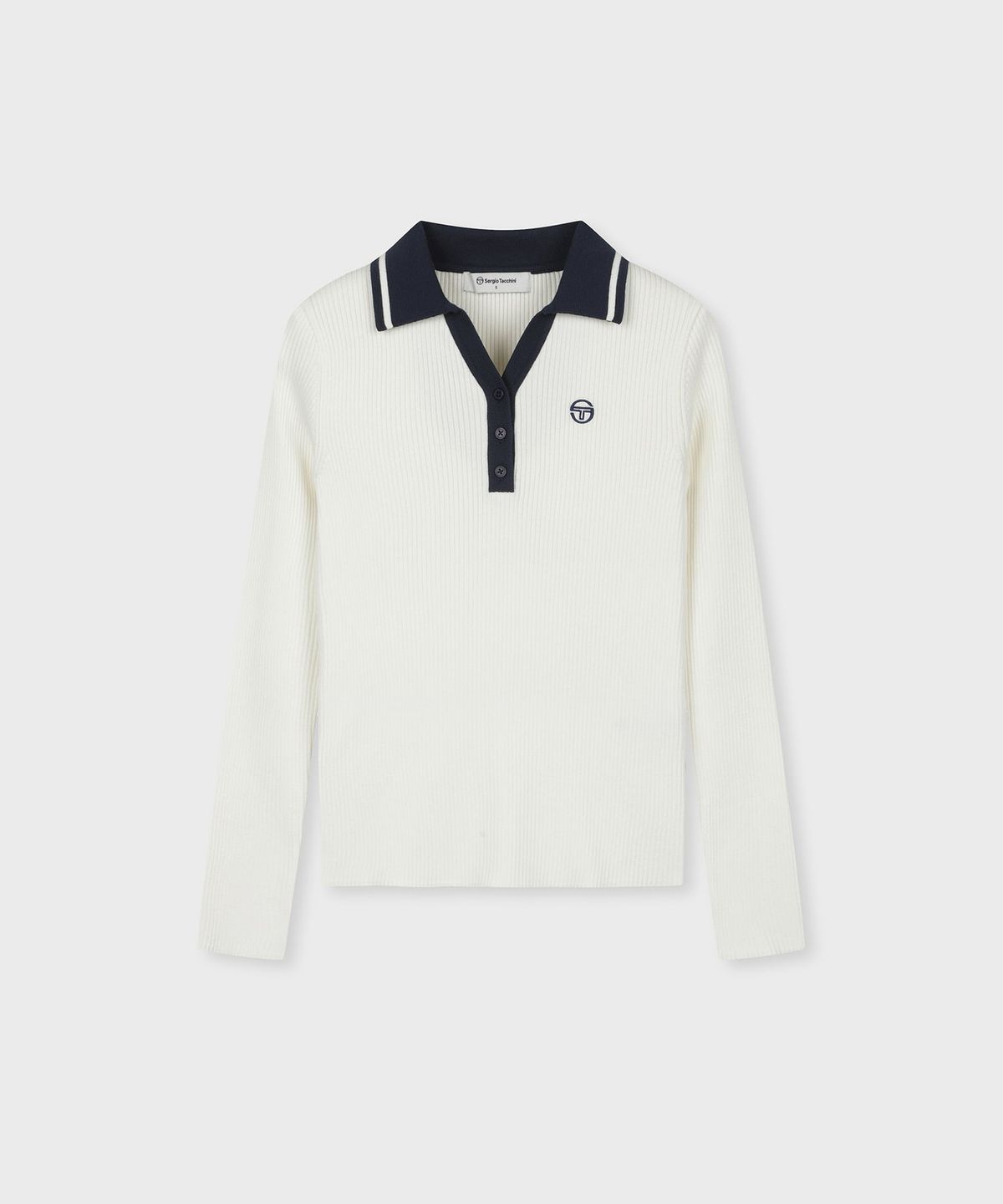 세르지오 타키니(SERGIO TACCHINI) W 카라 배색 슬림 스웨터 폴로 (Ivory)