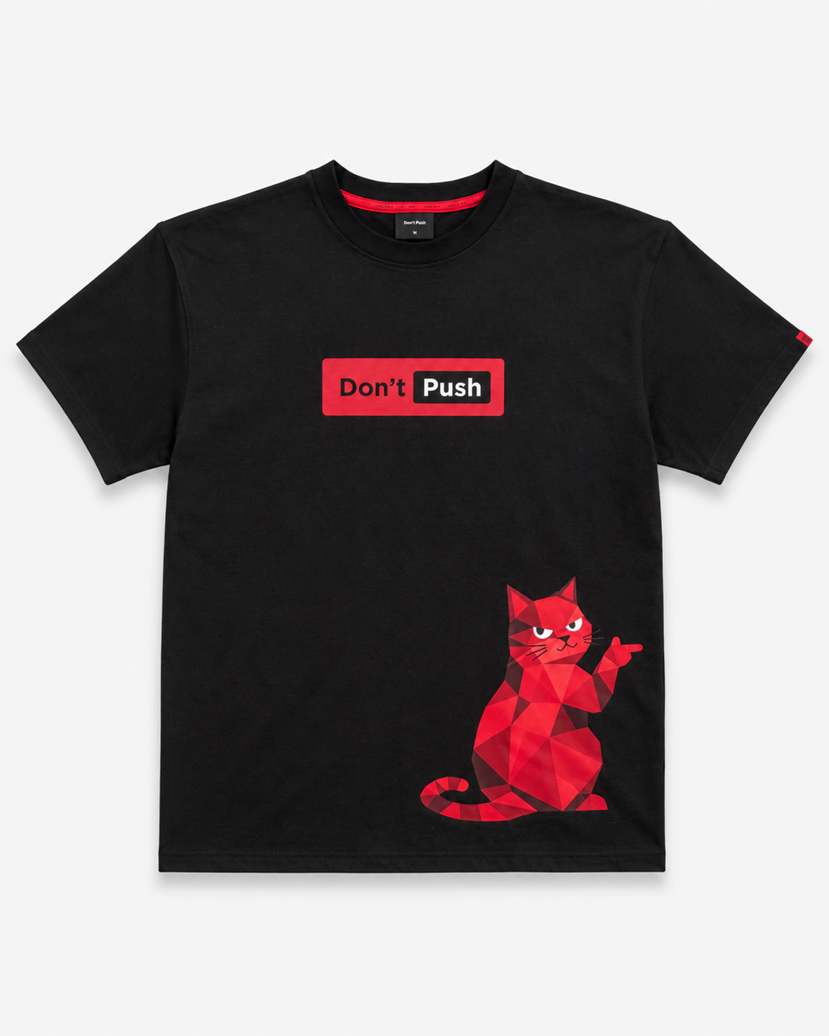 돈푸쉬(DONT PUSH) 레드 캣 폴리곤 오버핏 반팔티