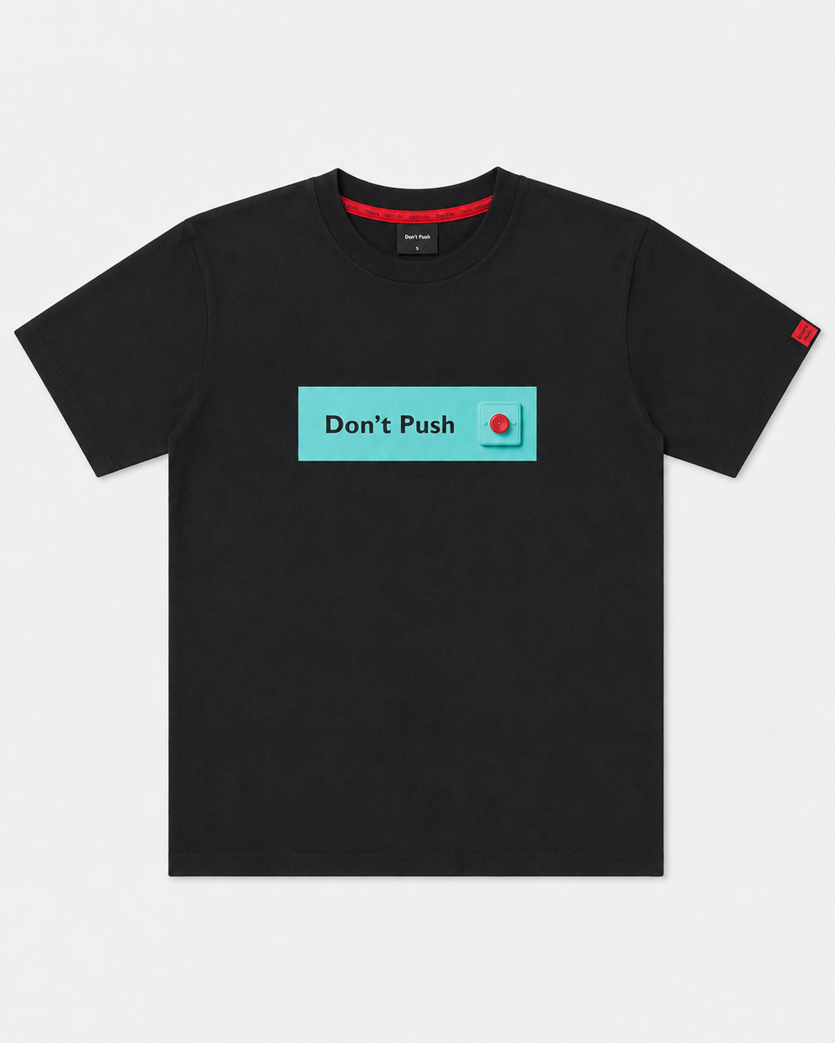 돈푸쉬(DONT PUSH) 터콰이즈 이머전시 박스 로고 프린트 반팔티