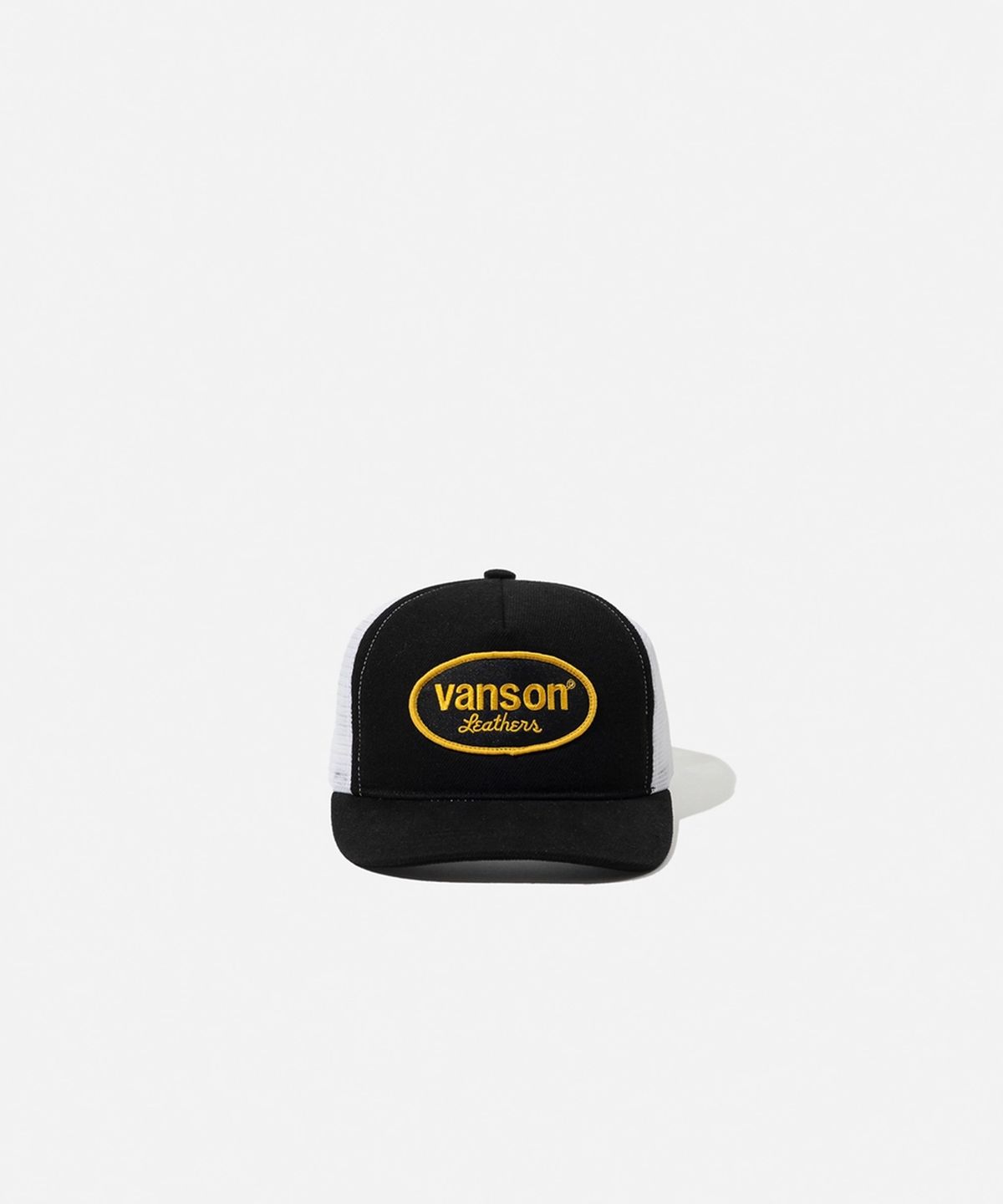 벤슨 레더스(VANSON LEATHERS) 벤슨 레더 오발 로고 메쉬캡 / 블랙&화이트&옐로우