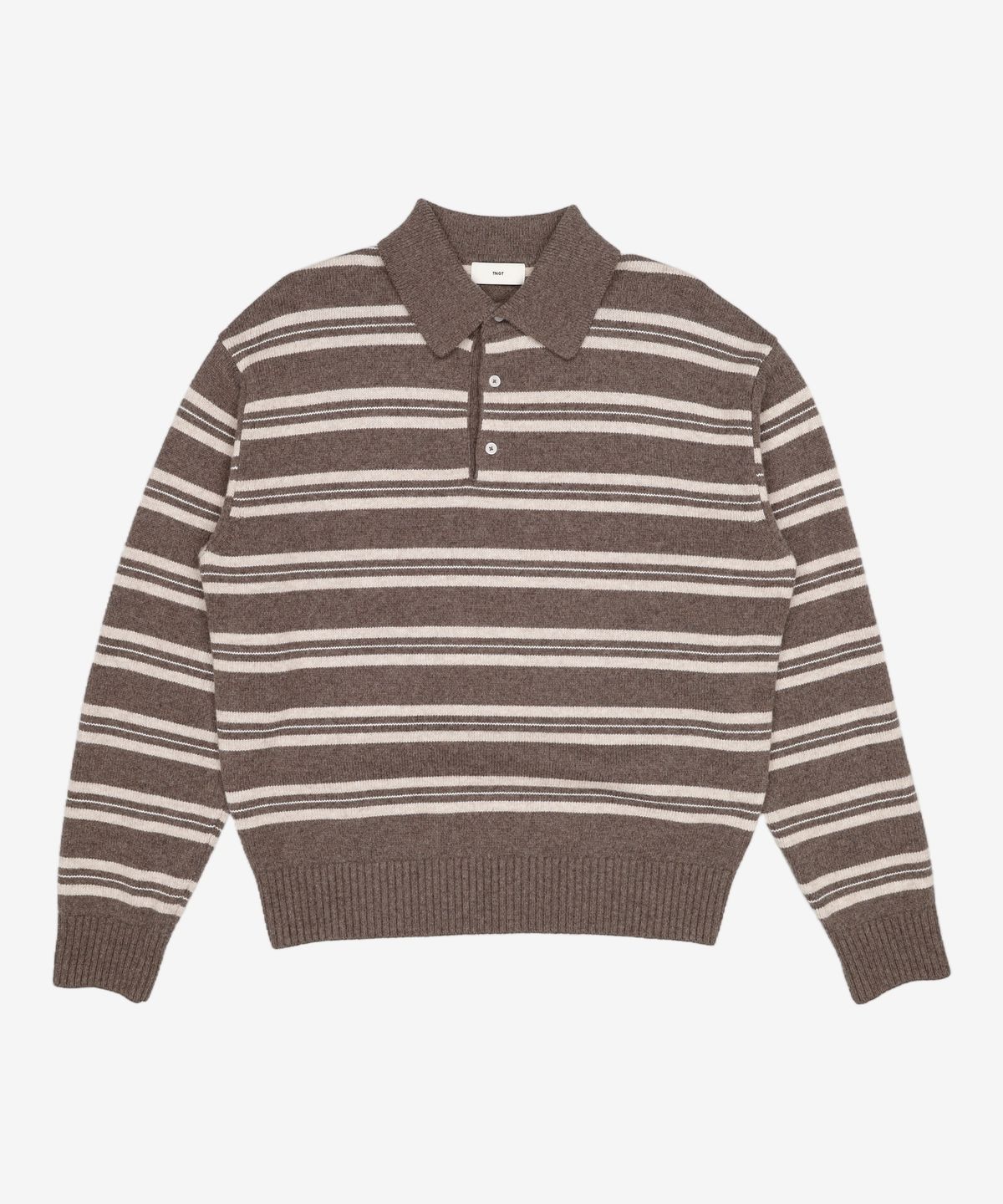 티엔지티(TNGT) Oversized Stripe Polo Knit Top (Brown) TNSW5F112W2 105