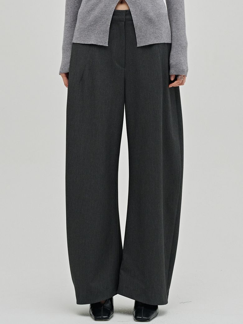 울 테일러드 커브드 팬츠 - 다크 그레이 / Wool Tailored Curved Pants - D.Gray