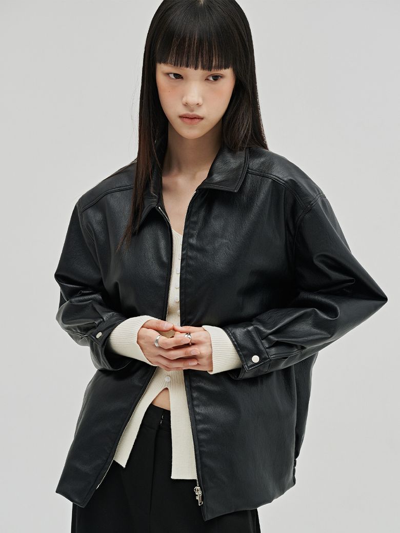 소프트 레더 블루종 - 블랙 / Soft Leather Blouson - Black