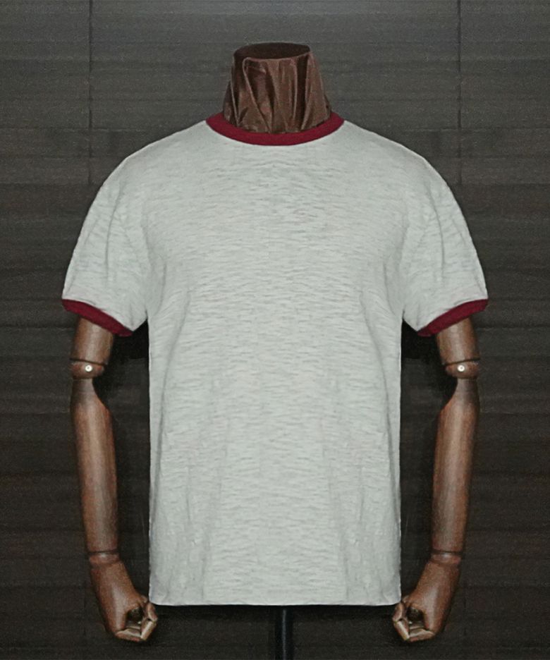 [Soldier Fit] Rough Slub Ringer TEE_Oatmeal/Chili pepper