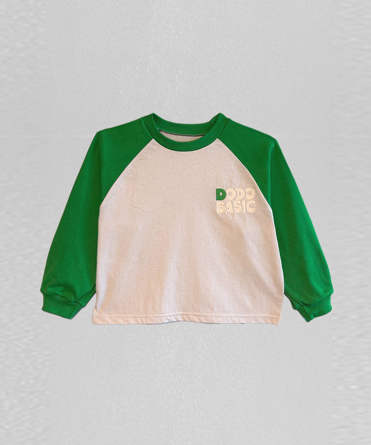 라메종드도도(LA MAISON DE DODO) DODO BASIC Reglan T Shirt (Ivory/Apple Green)_키즈긴팔티