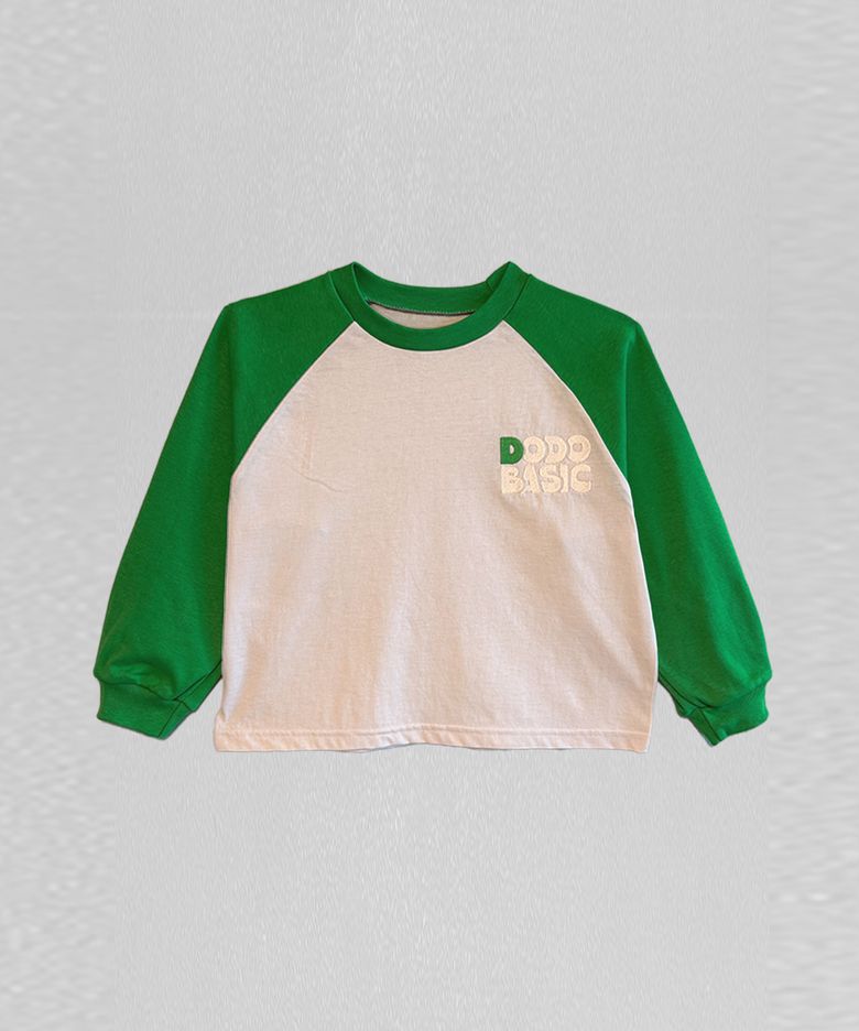 DODO BASIC Reglan T Shirt (Ivory/Apple Green)_키즈긴팔티