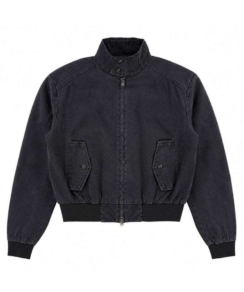 Washed Cotton Harrington Jacket (BLACK)
