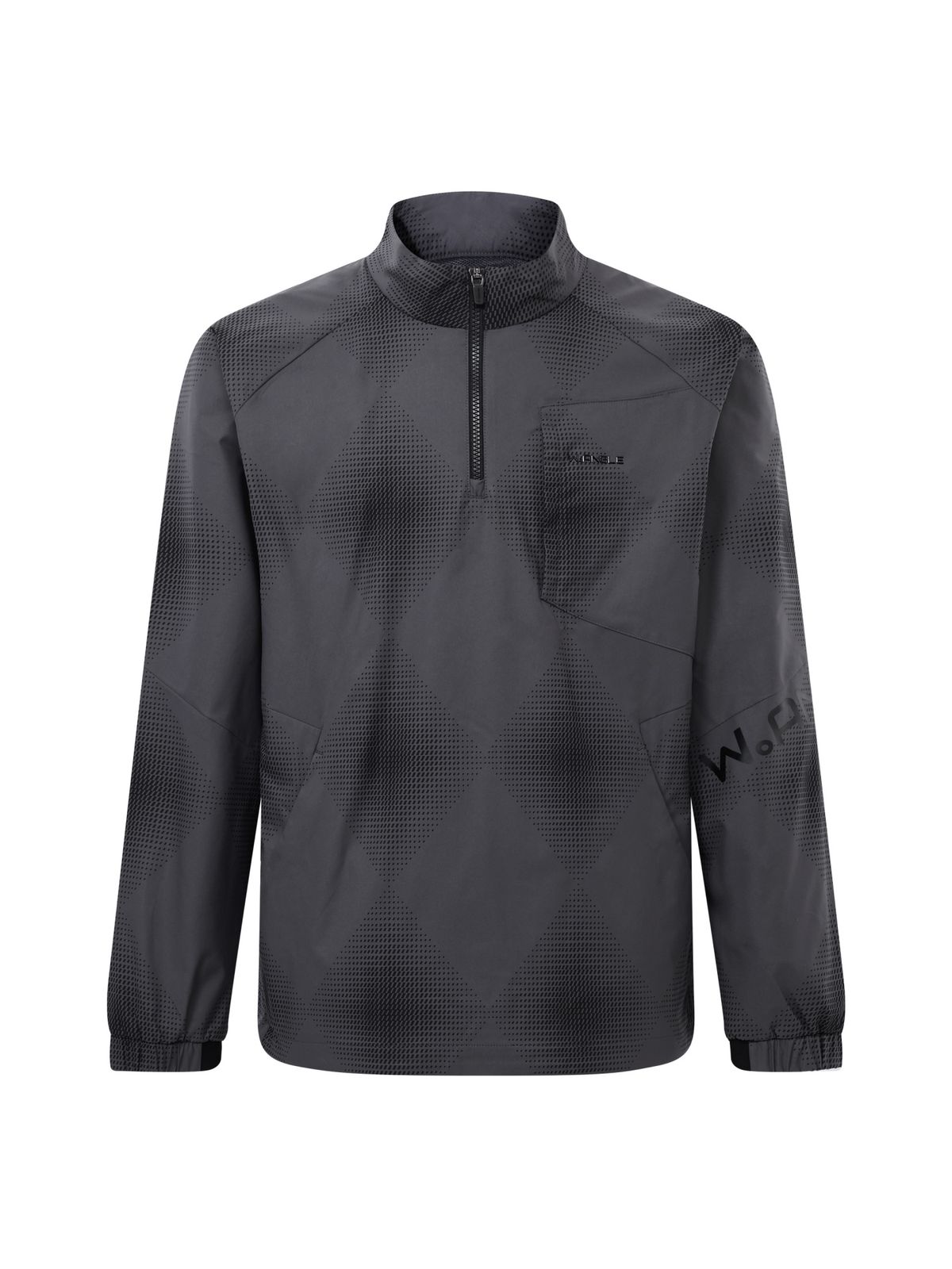 와이드앵글(WIDEANGLE) CO 와이드 레터링 쿼터집업 아노락 M_COOL GREY