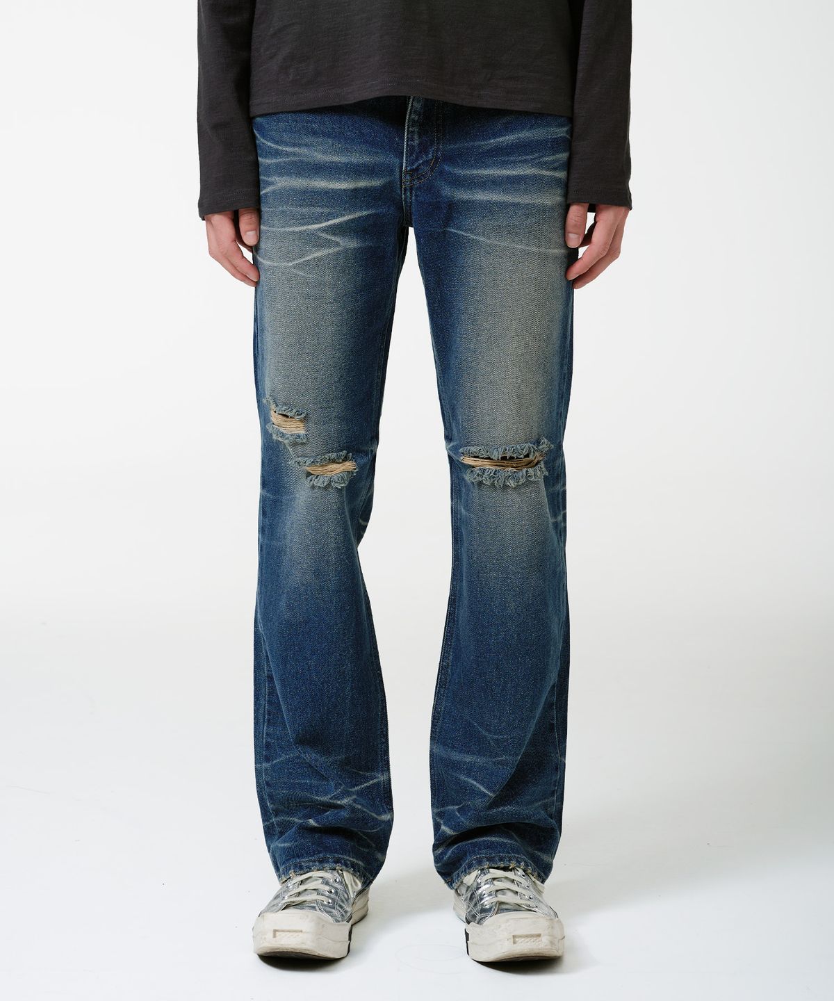 엔엔피스(NNPCS) Vintage Cat Washed Denim Pants