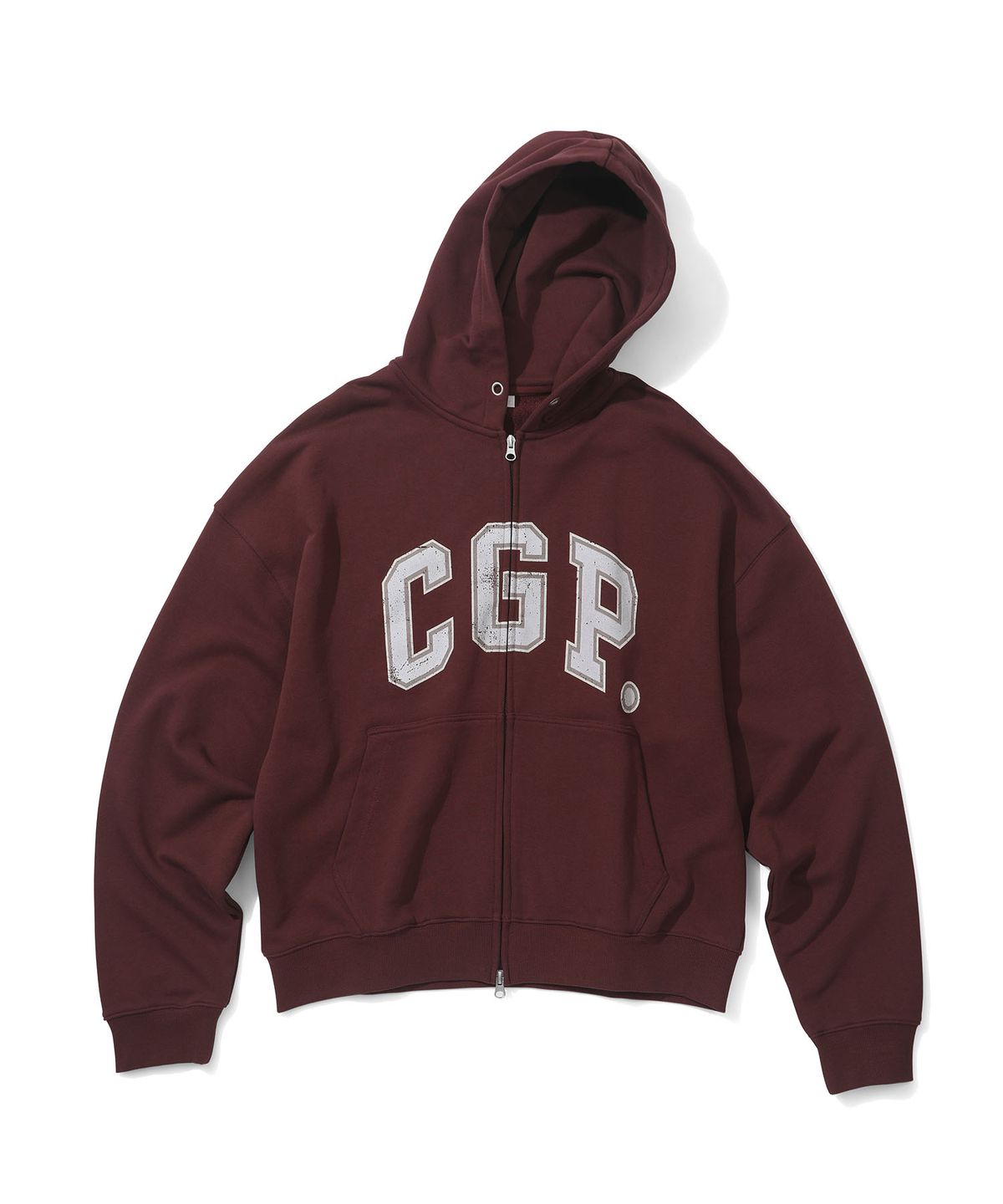 코드그라피(CGP) CGP 아치 로고 빅오버핏 후드 집업-버건디