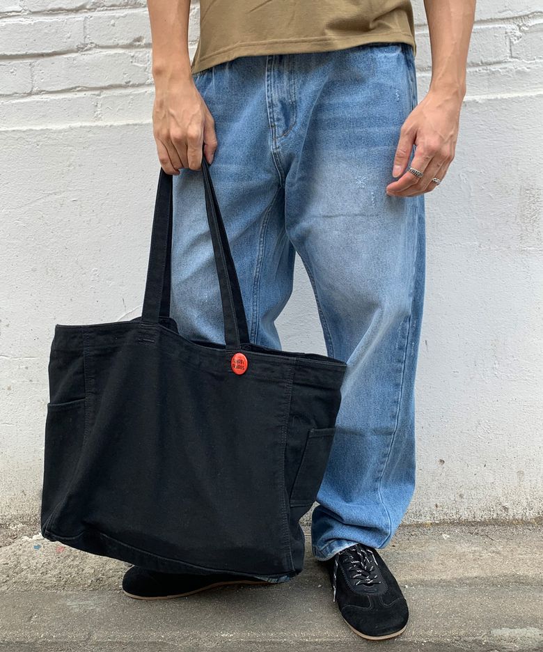 빈티지 워시드 코튼 쇼퍼백 [블랙]