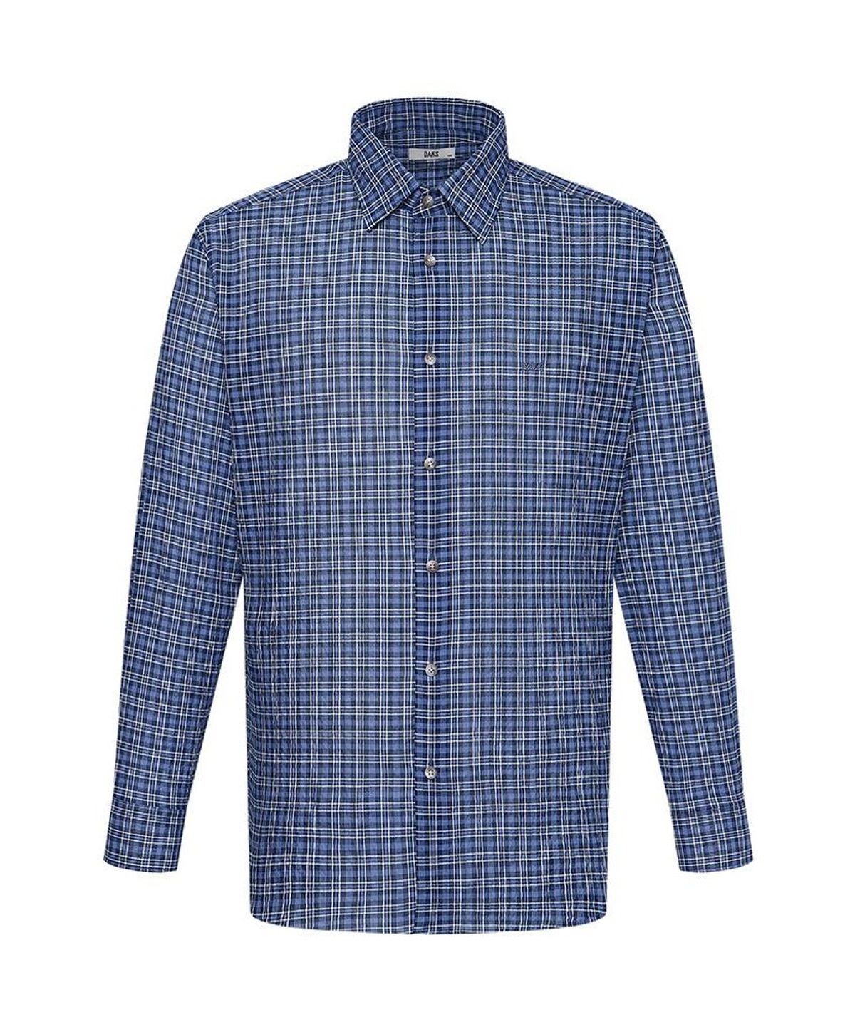 닥스셔츠(DAKS SHIRTS) 이지케어 면혼방 스몰체크 셔츠 레귤러핏 블루_DMA1SHCL150B1