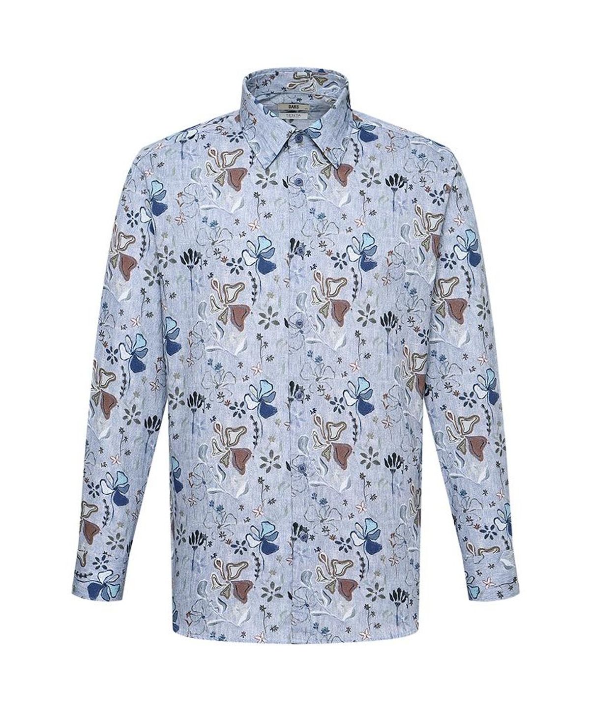 닥스셔츠(DAKS SHIRTS) 면100 프린트셔츠 레귤러핏 블루_DMA1SHCL130B1