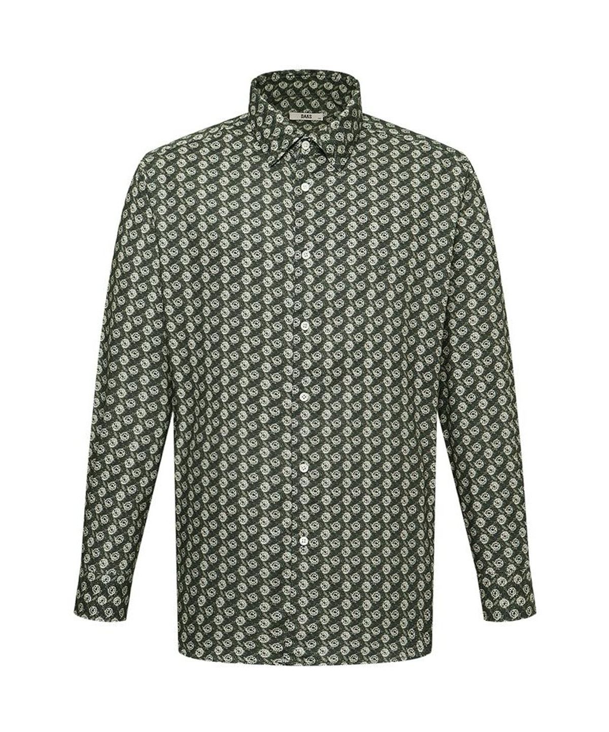닥스셔츠(DAKS SHIRTS) 면혼방 프린트 셔츠 레귤러핏 그린_DMA1SHCL131E1